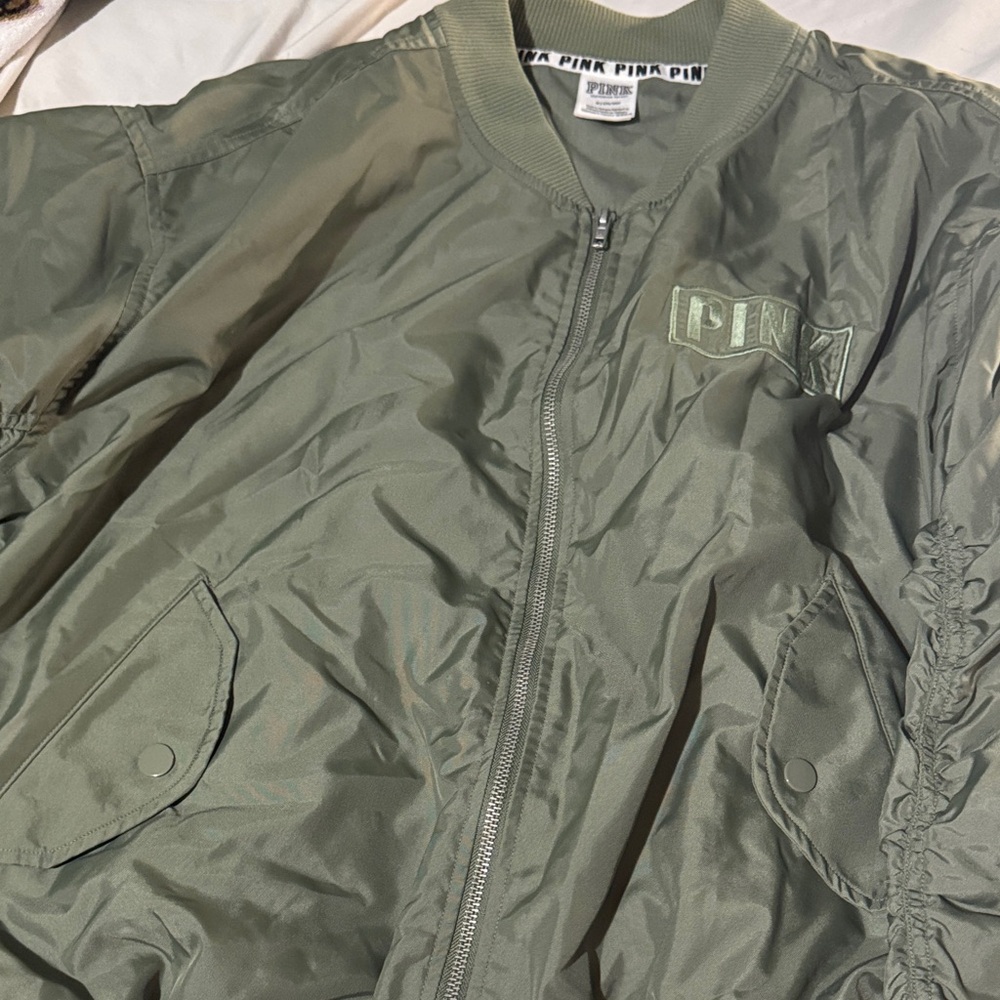 Victoria's Secret PINK Olive Bomber Jacket